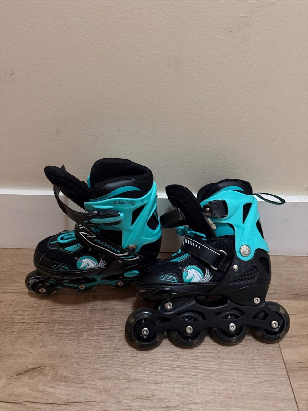 Kids Adjustable Inline Skates - Teal and Black